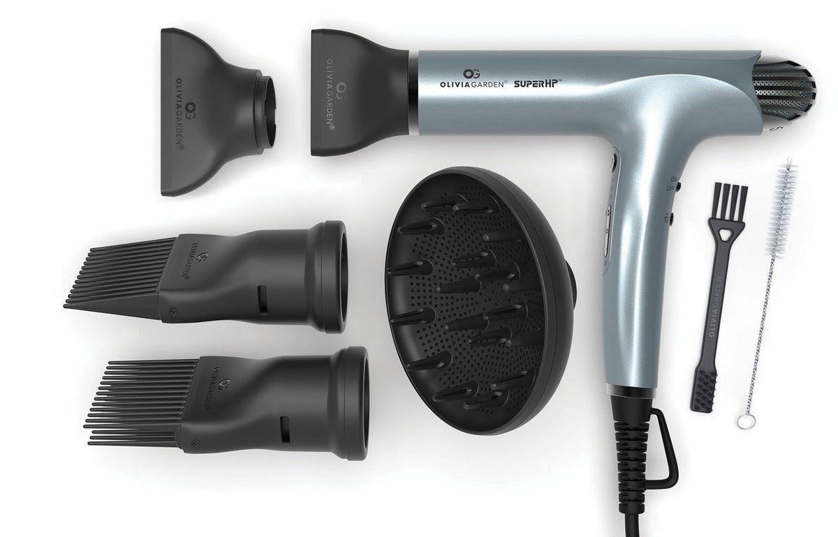 Olivia Garden SuperHP High Performance Professional Hair Dryer - Silver Blue