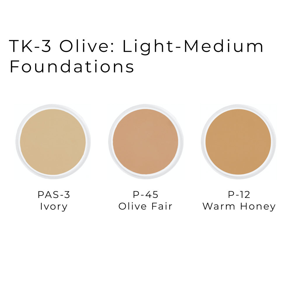 Ben Nye TK Theatrical Kit + Gift with Purchase 8oz Brush Cleaner - TK-3 Olive: Light-Medium
