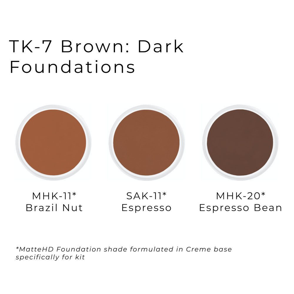 Ben Nye TK Theatrical Kit + Gift with Purchase 8oz Brush Cleaner - TK-7 Brown: Dark
