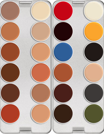 Kryolan Professional 2586 Rubber Mask Grease PRO Palette 24 Colors