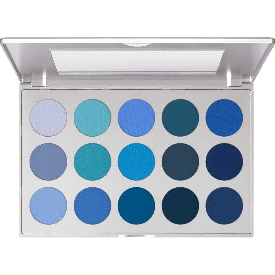 Kryolan Professional 5315 Eye Shadow Palette 15 Colors - Smokey Blue