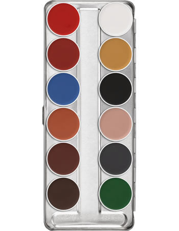 Kryolan Professional 1104 Aquacolor Palette 12 Colors - B