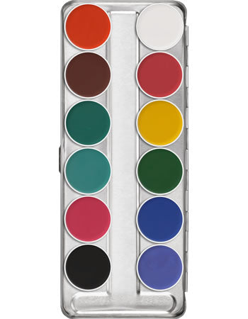 Kryolan Professional 1104 Aquacolor Palette 12 Colors - Fp2