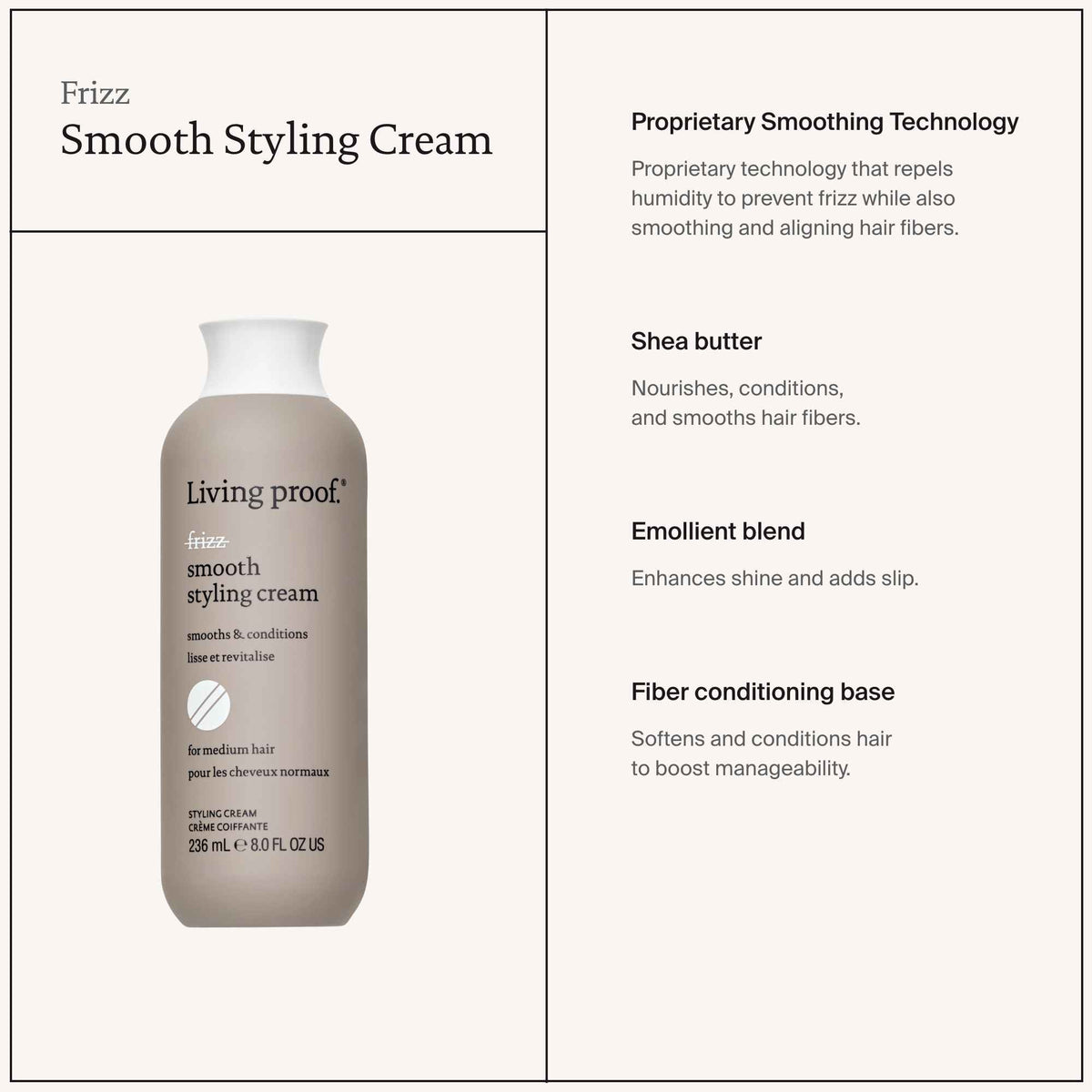 Living Proof No Frizz Smooth Styling Cream 8oz
