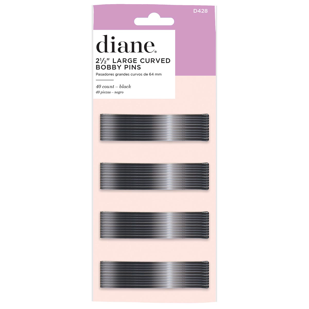 Fromm Diane D428 Curved Large Bob Pins 2 1/2 Inch Black 40pk