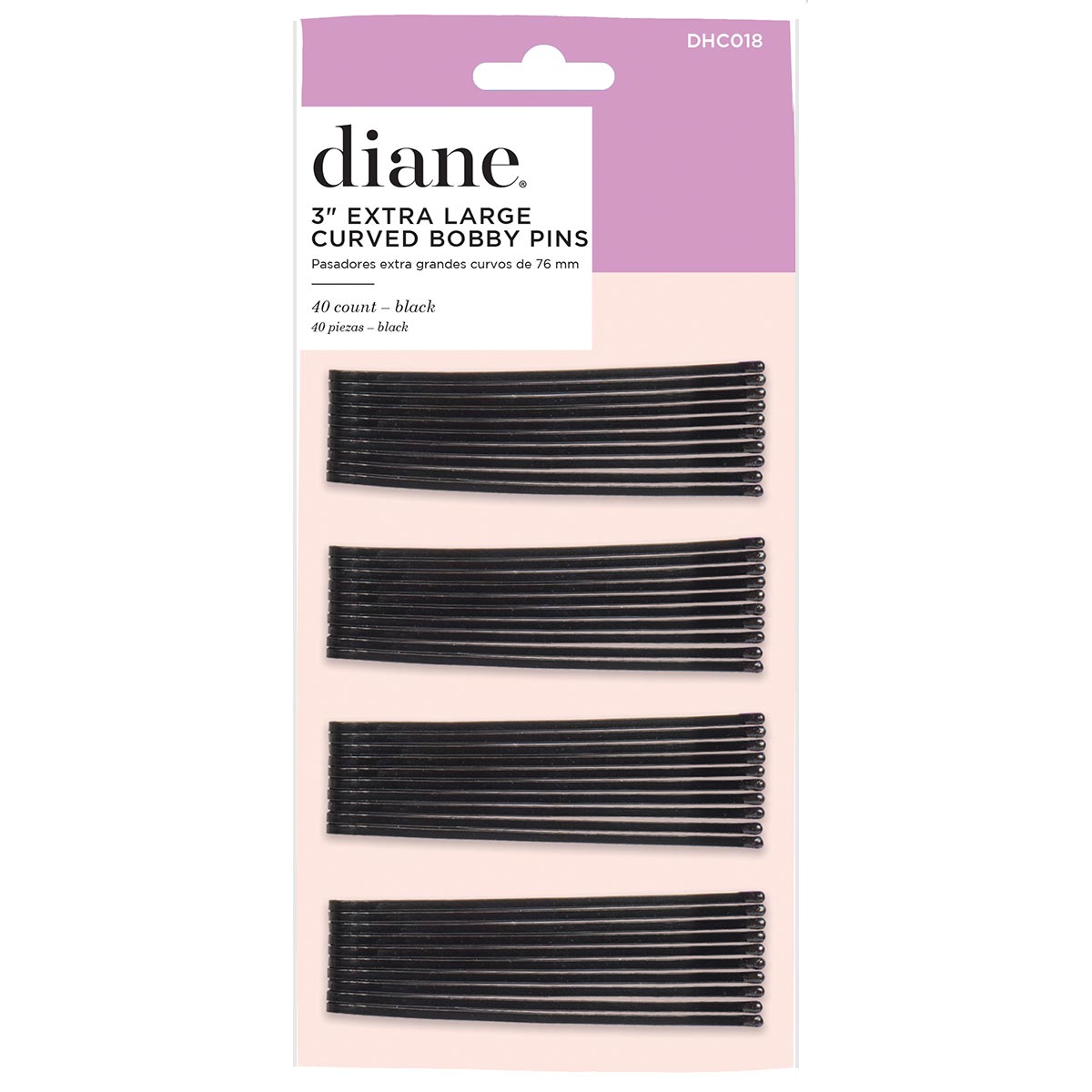 Fromm Diane DHC018 Curved Large Pins 3 Inch Black 40pk