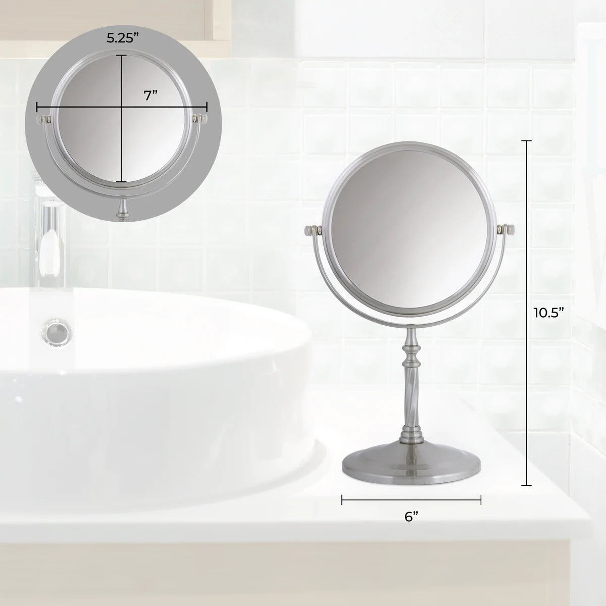 Zadro VAN45 Two-sided Vanity Swivel Mirror 5X/1X