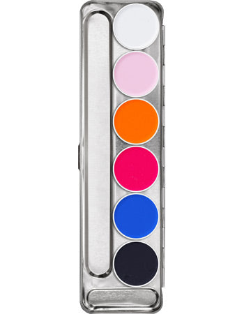 Kryolan Professional 5177 Aquacolor UV-Dayglow Palette 6 Colors