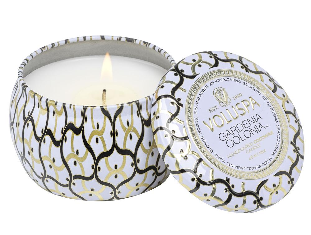 Voluspa Maison Blanc Gardenia Colonia Mini Tin Candle 4oz