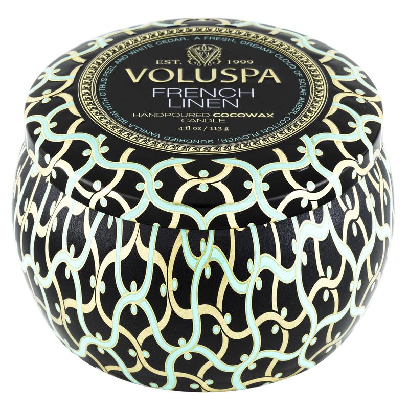 Voluspa Maison Noir French Linen Mini Tin Candle 4oz