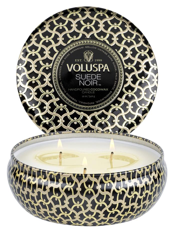 Voluspa Maison Noir Suede Noir 3 Wick Tin Candle 12oz