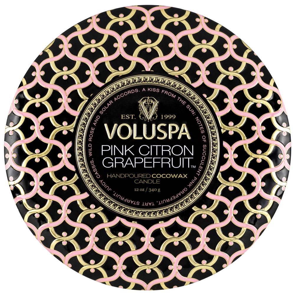 Voluspa Maison Noir Pink Citron Grapefruit 3 Wick Tin Candle 12oz