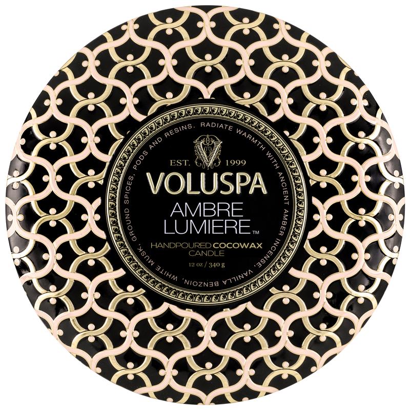 Voluspa Maison Noir Ambre Lumiere 3 Wick Tin Candle 12oz