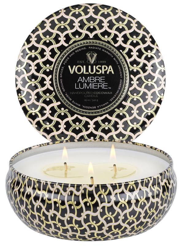 Voluspa Maison Noir Ambre Lumiere 3 Wick Tin Candle 12oz