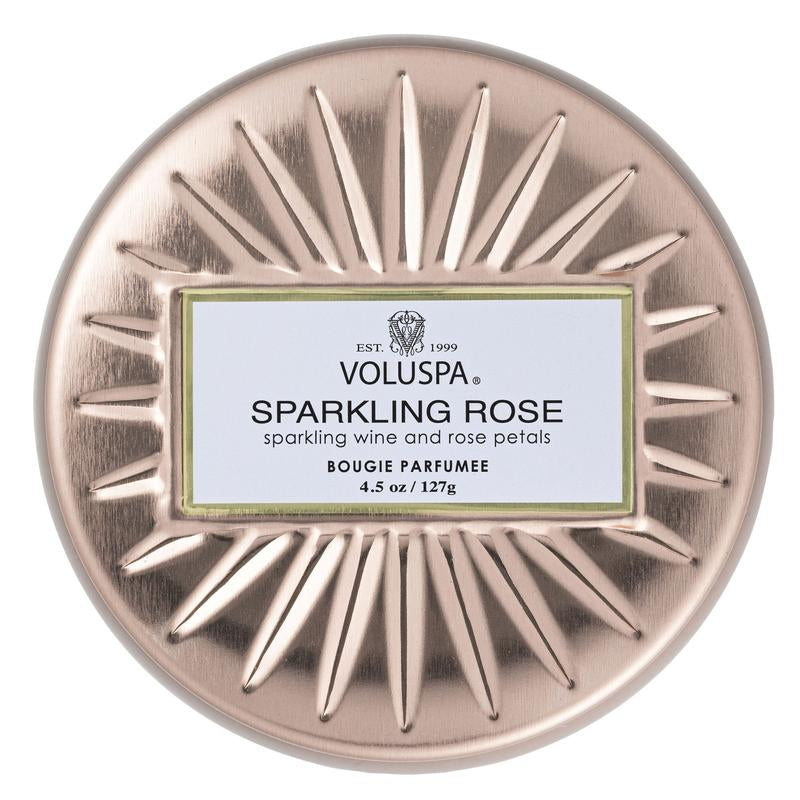 Voluspa Vermeil Sparkling Rose Mini Tin Candle 4.5oz