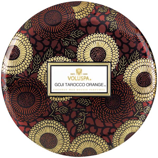 Voluspa Japonica Goji Tarocco Orange 3 Wick Tin Candle 12oz