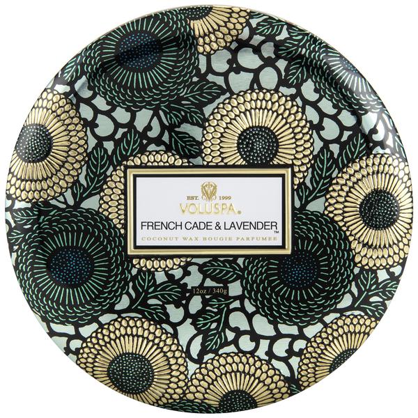 Voluspa Japonica French Cade Lavender 3 Wick Tin Candle 12oz