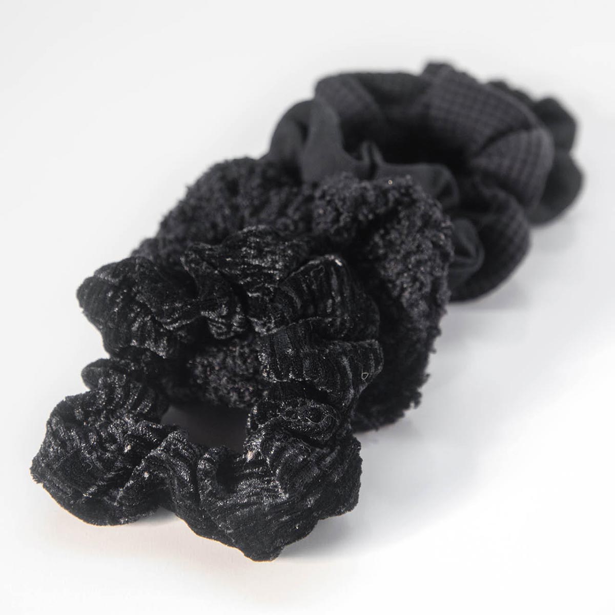Kitsch Assorted Textured Scrunchies 5pc - Black
