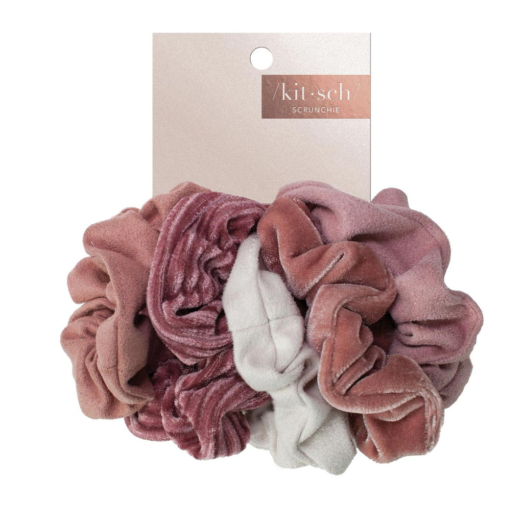 Kitsch Velvet Scrunchies - Blush/Mauve