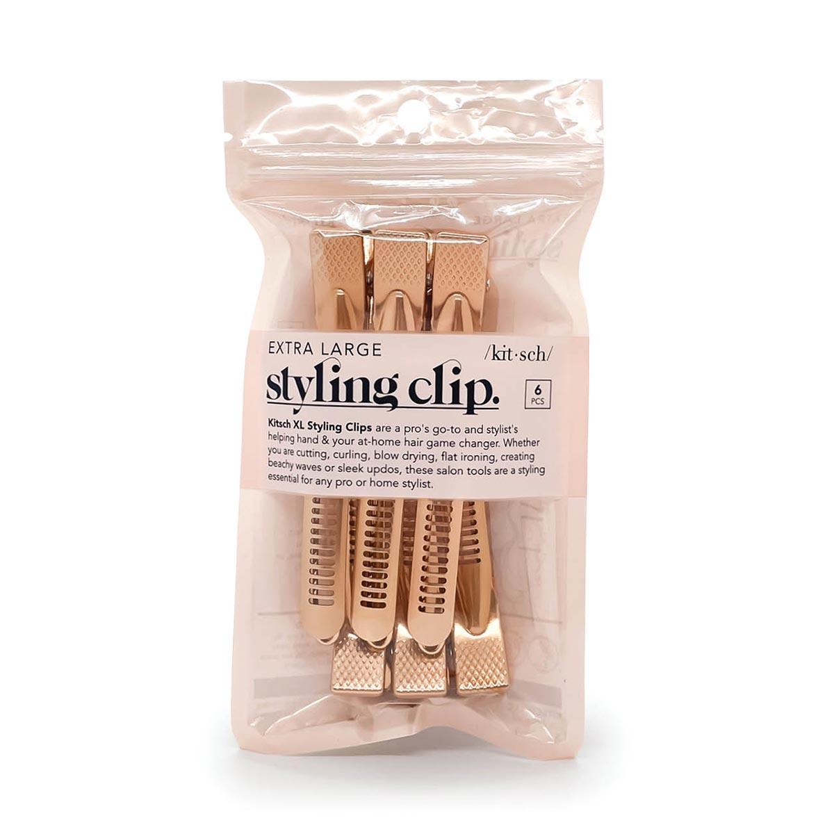 Kitsch XL Styling Clips 6pc - Rose Gold
