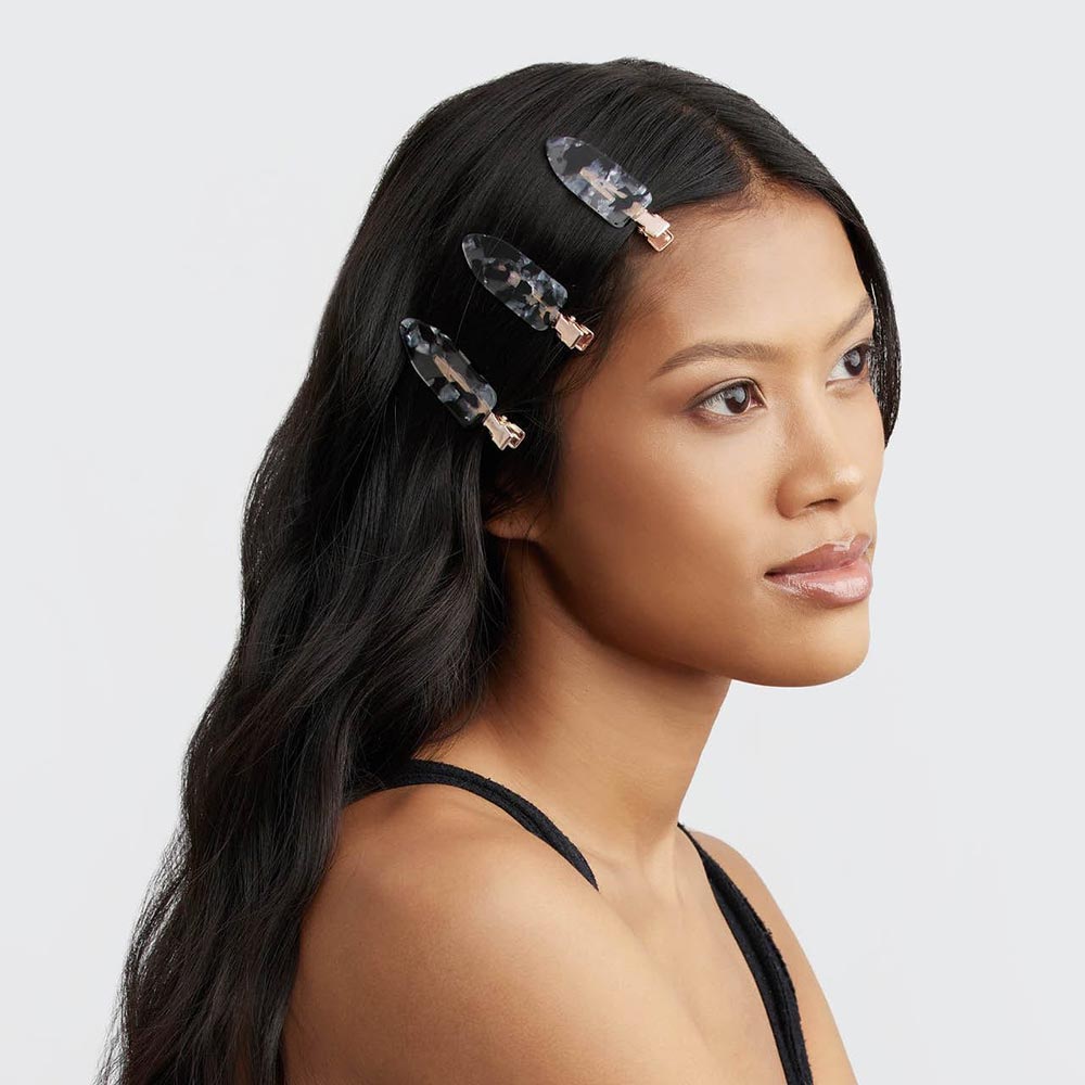 Kitsch Creaseless Clips 4pc Set - Black Terrazzo