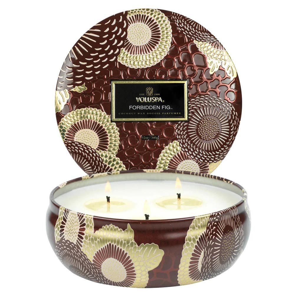 Voluspa Japonica Forbidden Fig 3 Wick Tin Candle 12oz