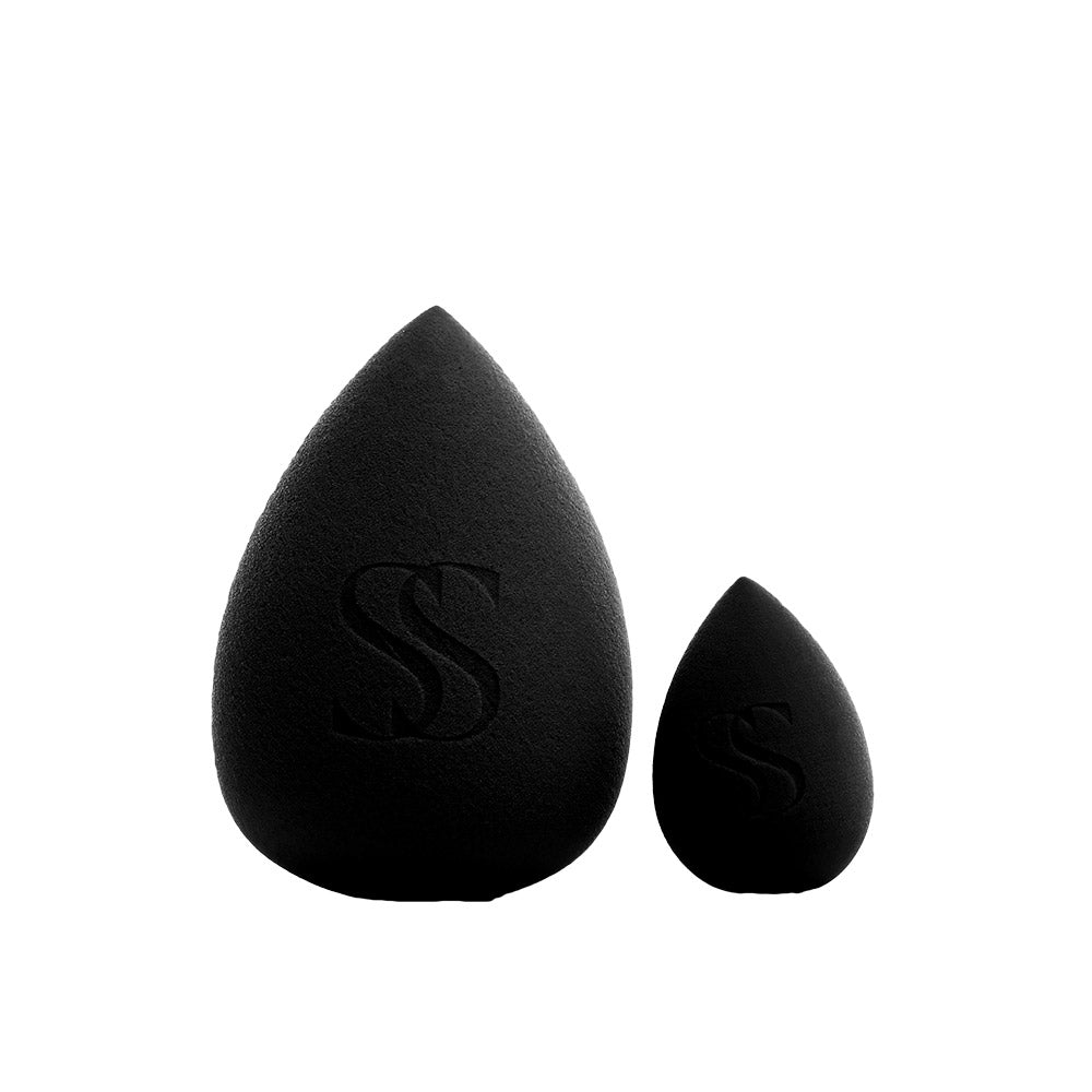 SashaySorella Velour Angle Sponge Set of 2 Black (1 Large + 1 Mini)
