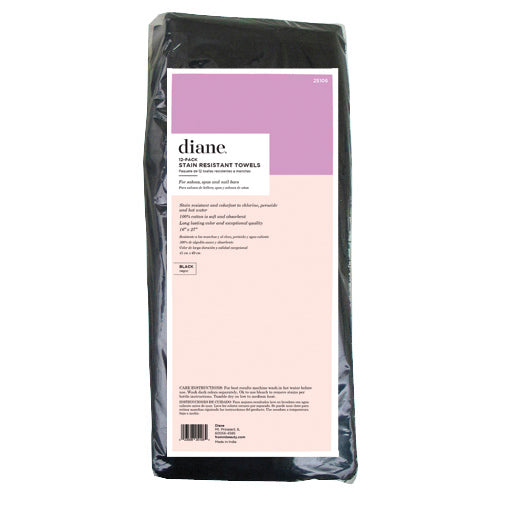 Fromm Diane 25106 Stain Resitant Towels Black 12pk