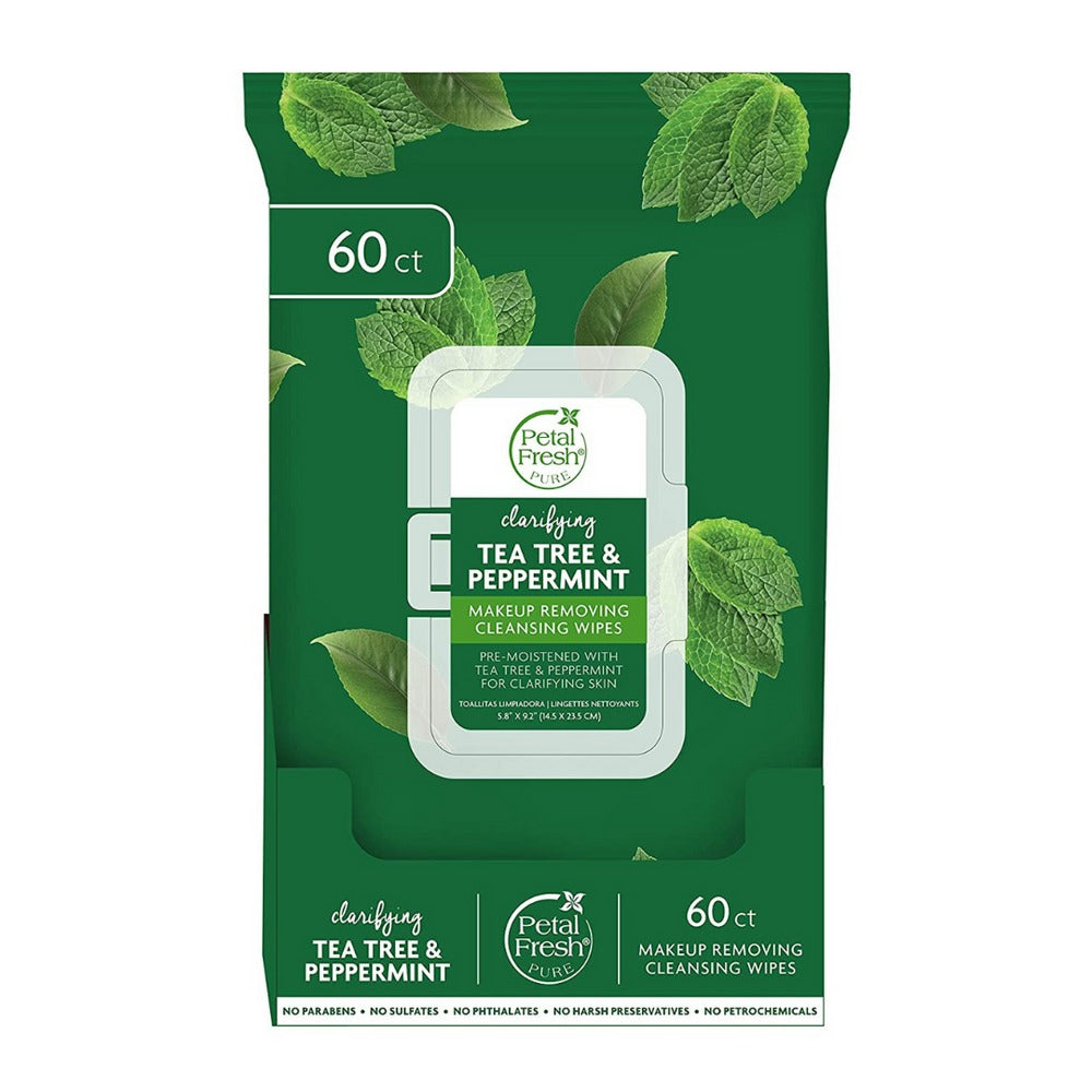 Petal Fresh Clarifying Tea Tree & Peppermint Makeup Removing Cleansing Wipes 60ct