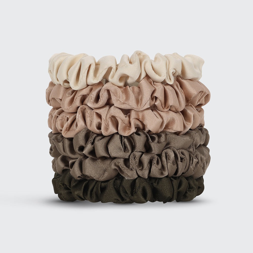 Kitsch Petite Satin Scrunchies 6pc - Eucalyptus