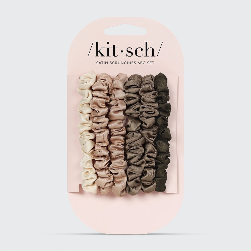 Kitsch Petite Satin Scrunchies 6pc - Eucalyptus