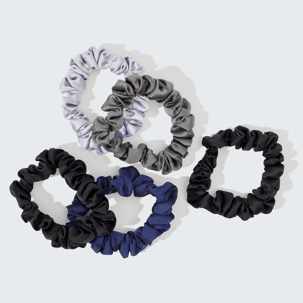 Kitsch Satin Petite Scrunchies 5pc Set - Midnight