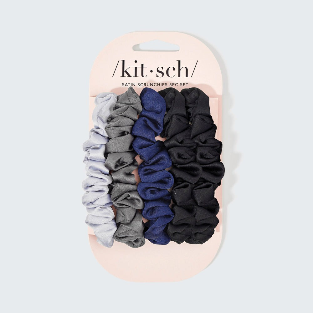 Kitsch Satin Petite Scrunchies 5pc Set - Midnight