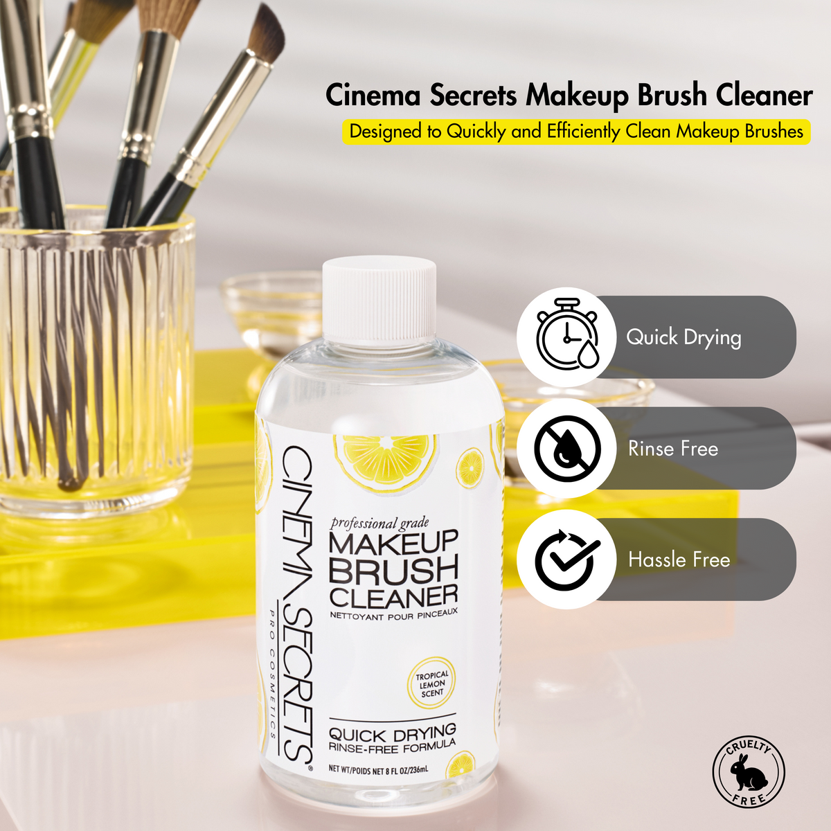 Cinema Secrets Tropical Lemon Makeup Brush Cleaner 8oz Kit
