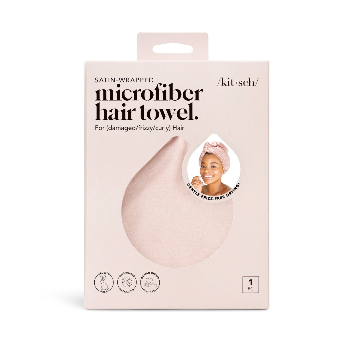Kitsch Satin-Wrapped Hair Towel - Blush