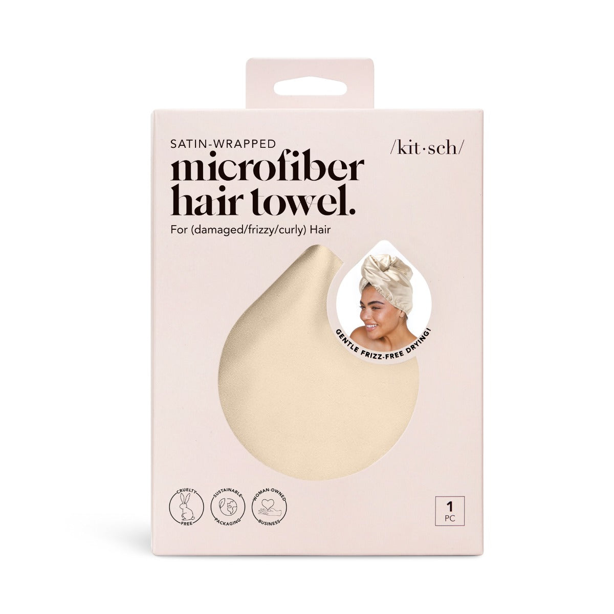 Kitsch Satin-Wrapped Hair Towel - Champagne