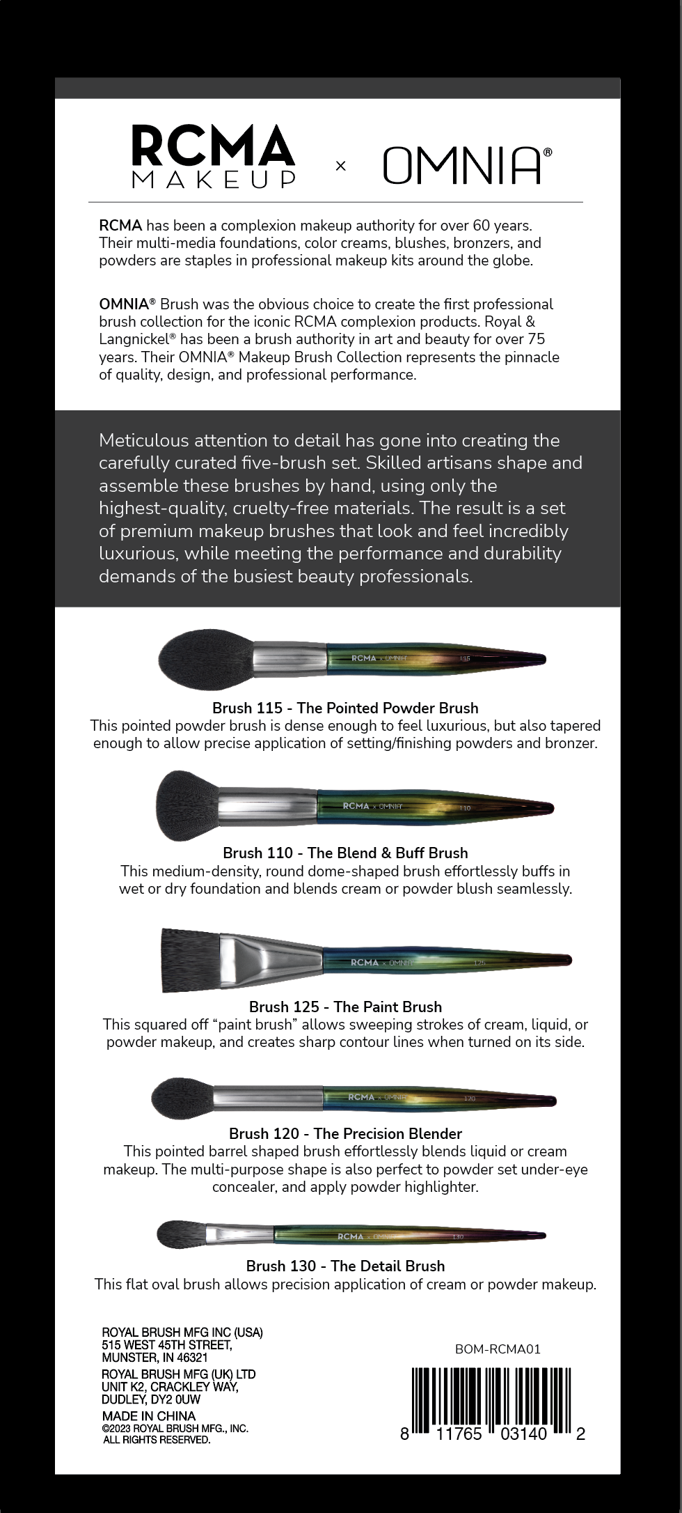 RCMA Makeup x OMNIA Professional Brush Set