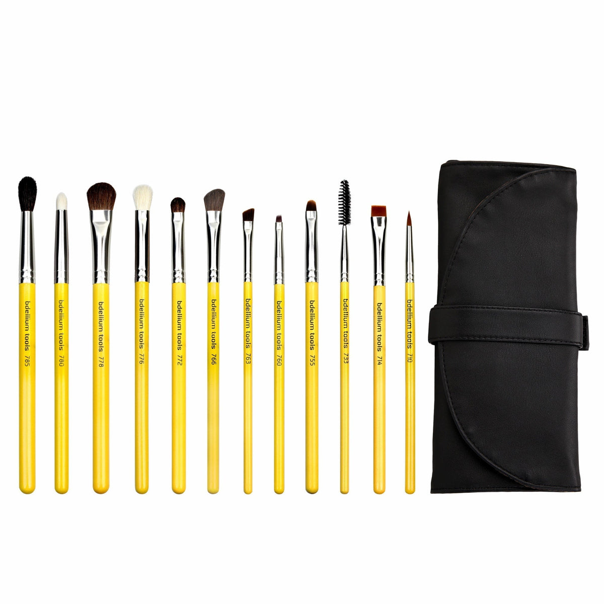 Bdellium 12 Piece Eyes Brush Set with Roll-up Pouch