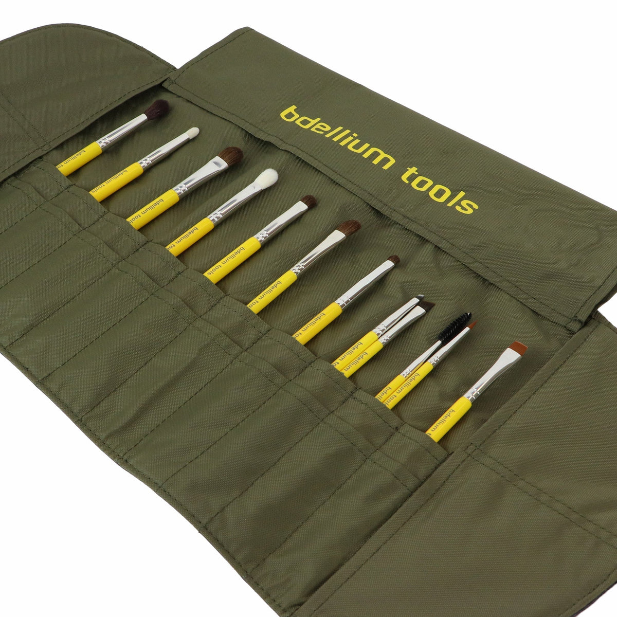 Bdellium 12 Piece Eyes Brush Set with Roll-up Pouch