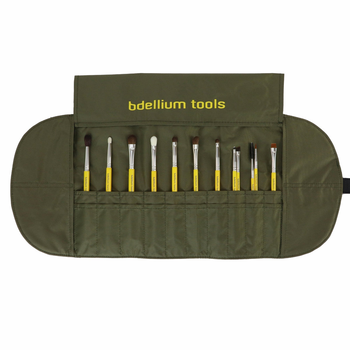 Bdellium 12 Piece Eyes Brush Set with Roll-up Pouch