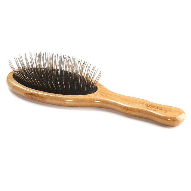 Bass Brushes 803 Dark Bamboo Large Oval Style Hairbrush with Premium Alloy Pins