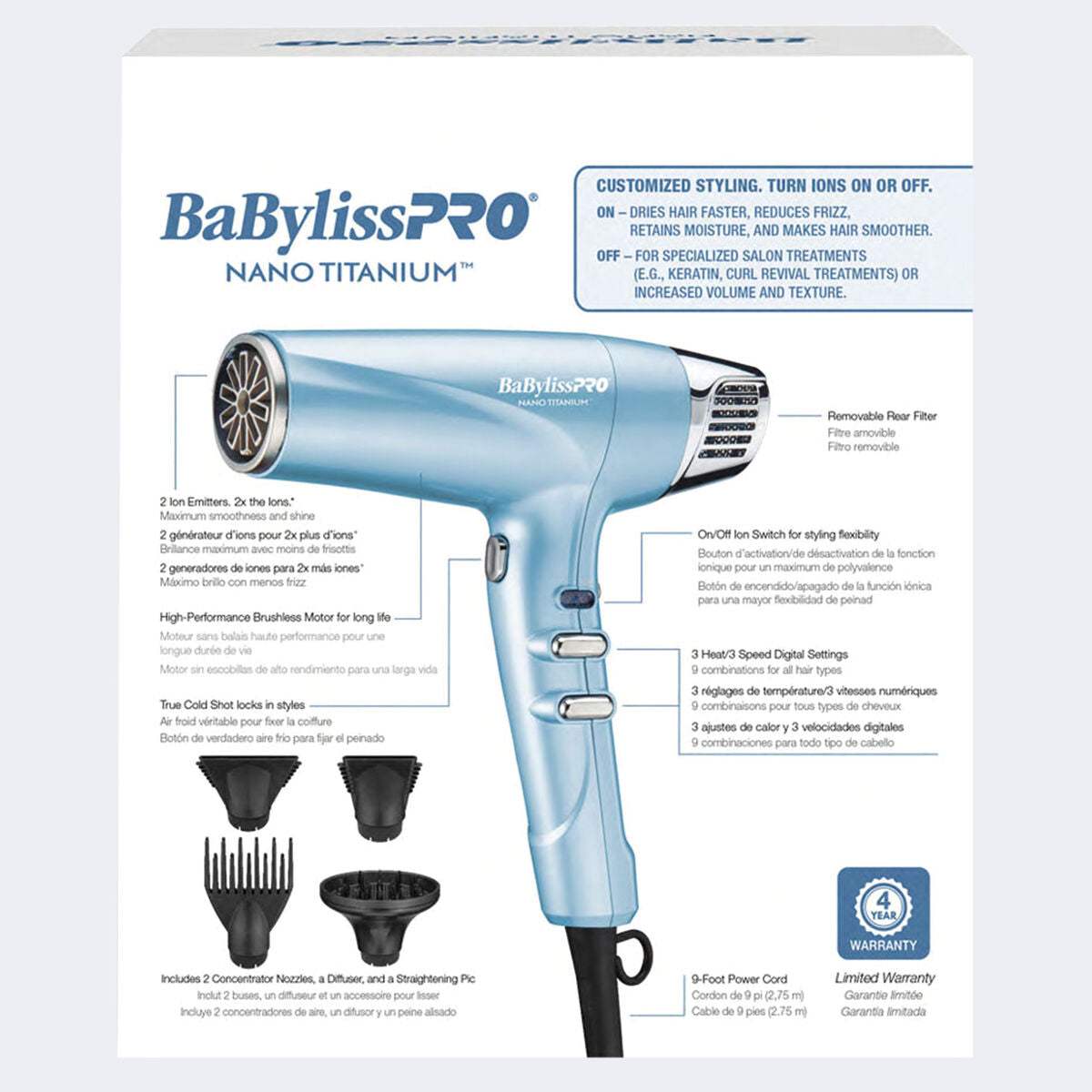 Babyliss PRO Nano Titanium Professional High-Speed Dual Ionic Dryer