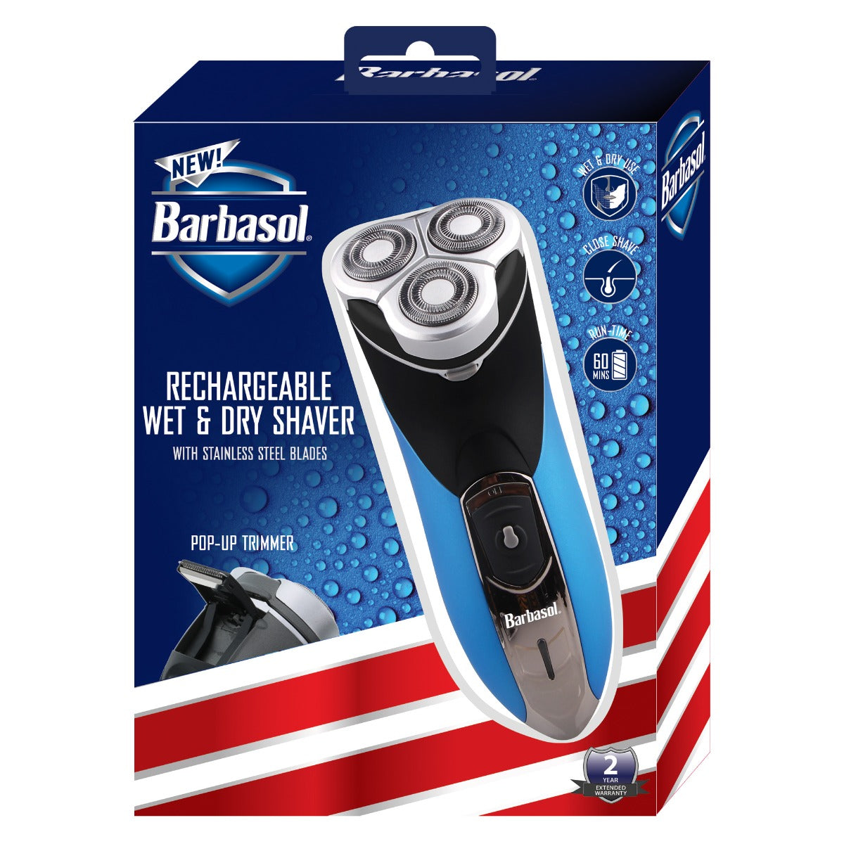 Barbasol Rechargeable Wet & Dry Shaver With Stainless-Steel Blades