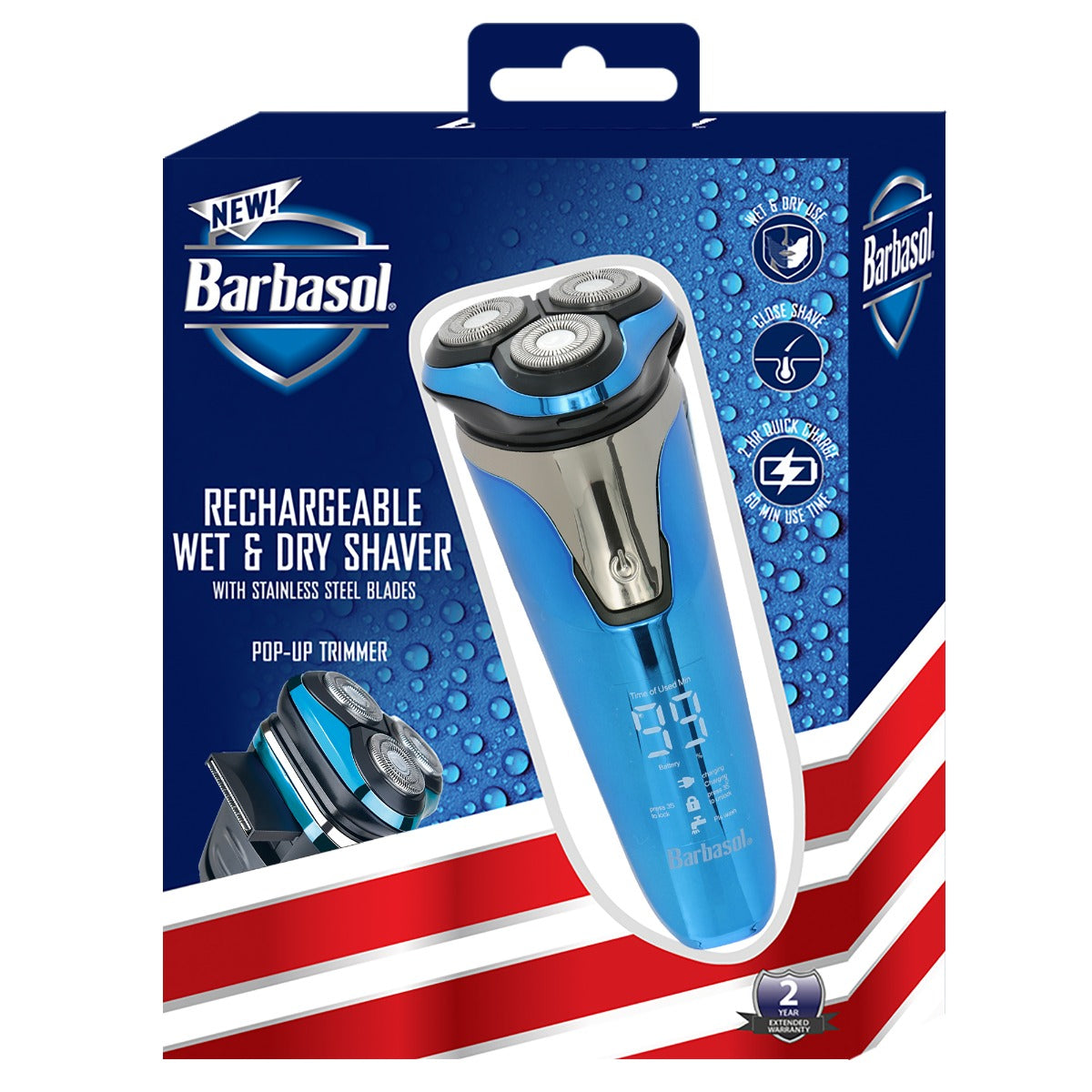 Barbasol LCD Screen Rechargeable Wet & Dry Rotary Shaver