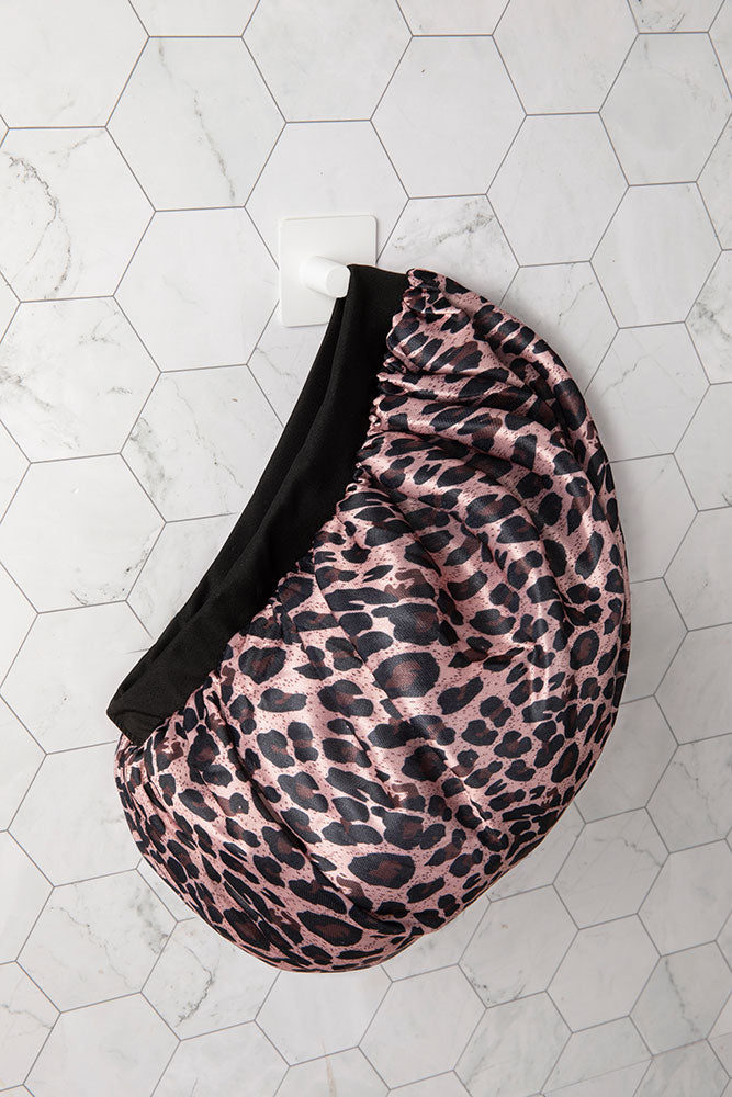 Fromm Diane D7324 Premium Silky Satin Bonnet 2pk - Leopard and Black
