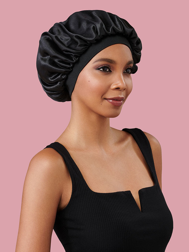 Fromm Diane D7327 Premium Silky Satin Bonnet 2pk - Champagne and Black