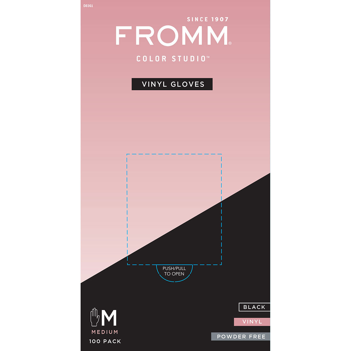 Fromm Diane D8361 Medium Vinyl Powder Free Gloves Black 100pk