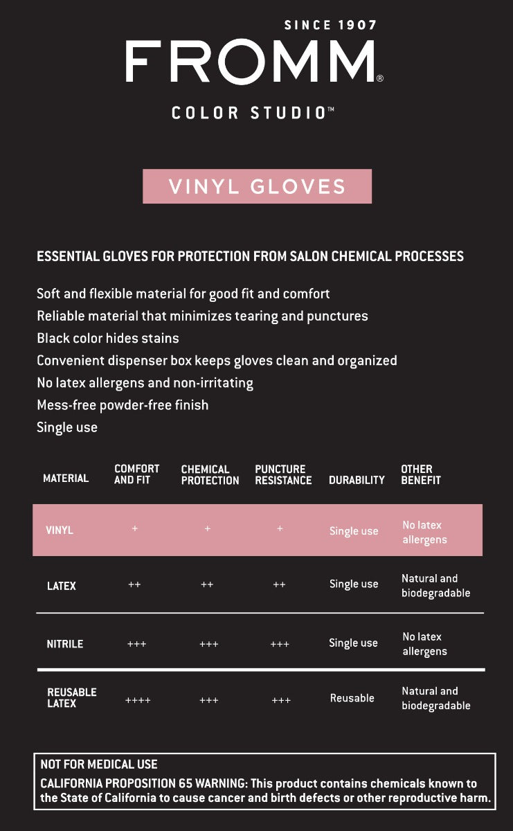 Fromm Diane D8361 Medium Vinyl Powder Free Gloves Black 100pk