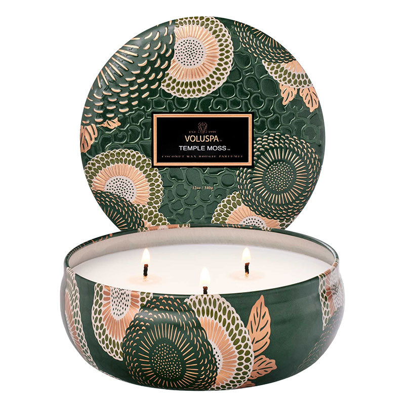 Voluspa Temple Moss 3 Wick Tin Candle 12oz