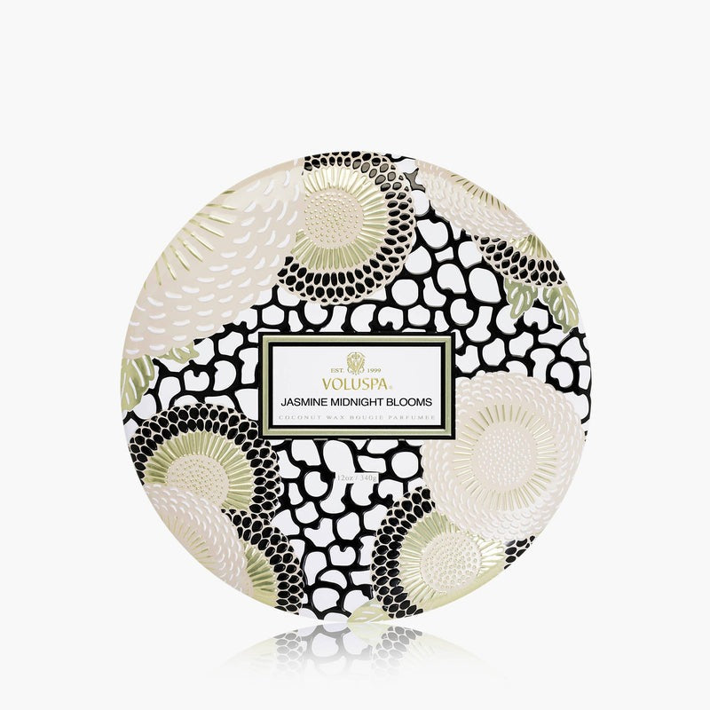 Voluspa Jasmine Midnight Blooms 3 Wick Tin Candle 12oz